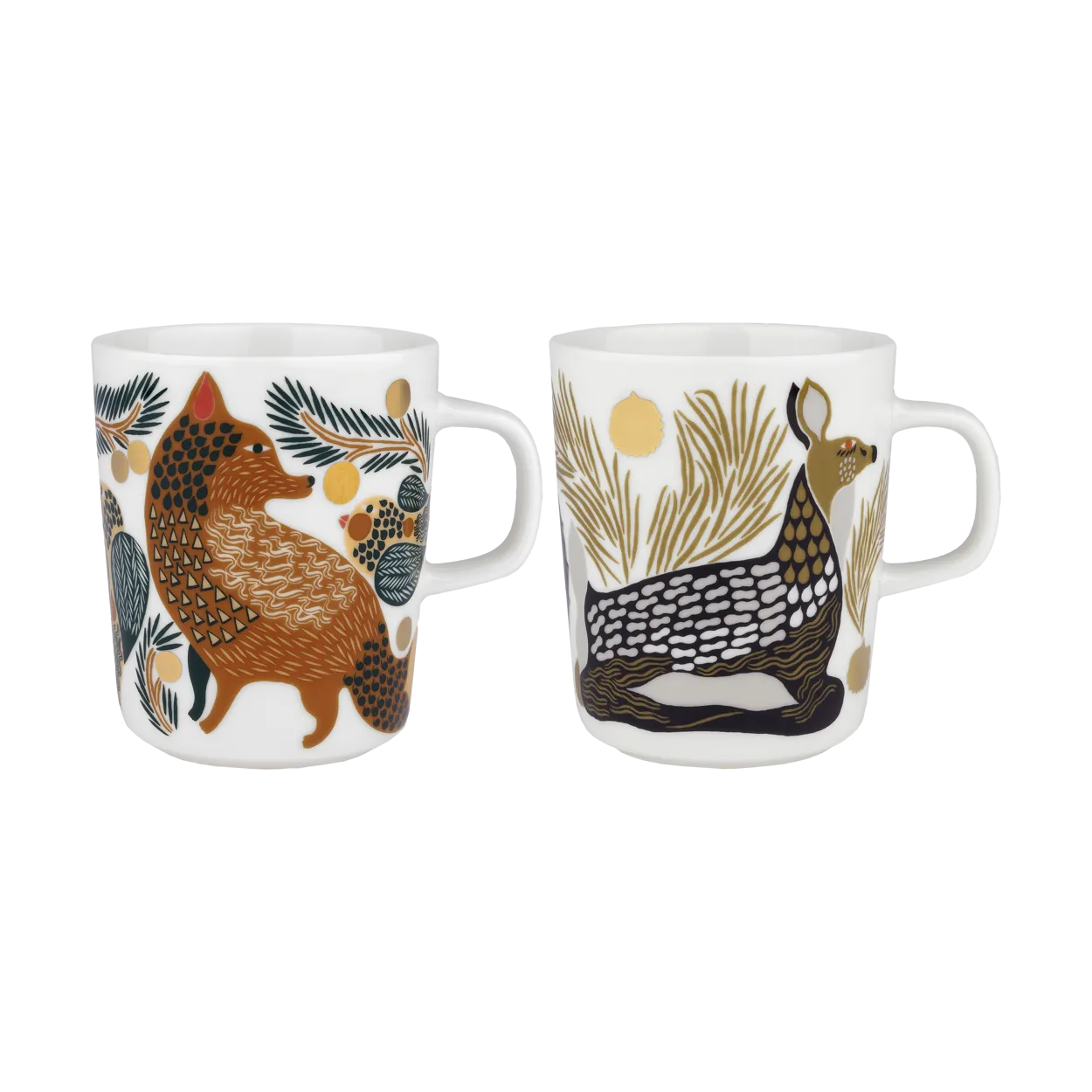 Marimekko Oiva Ketunmarja & Peura krus 25 cl 2 deler White-coal-mud-light grey