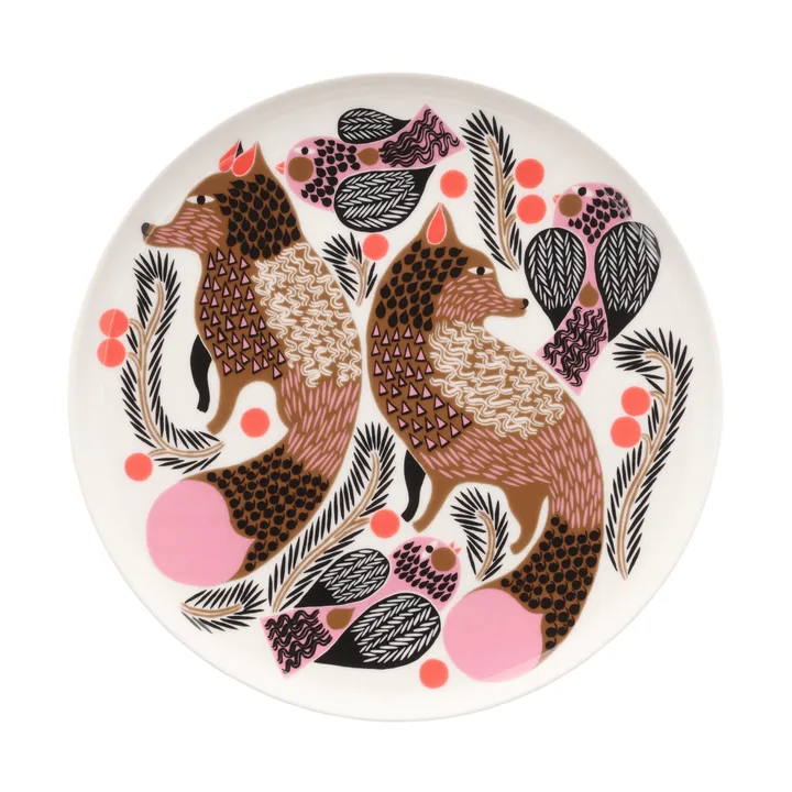 Oiva Ketunmarja tallerken Ø20 cm - White-bronse-rosa-petrol - Marimekko
