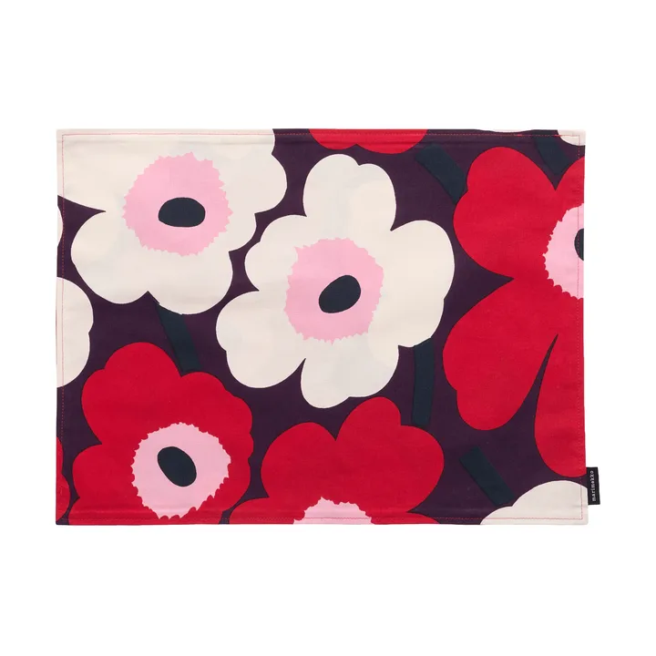 Pieni unikko bordbrikke akryl - Plum-cranberry-off white-rose - Marimekko