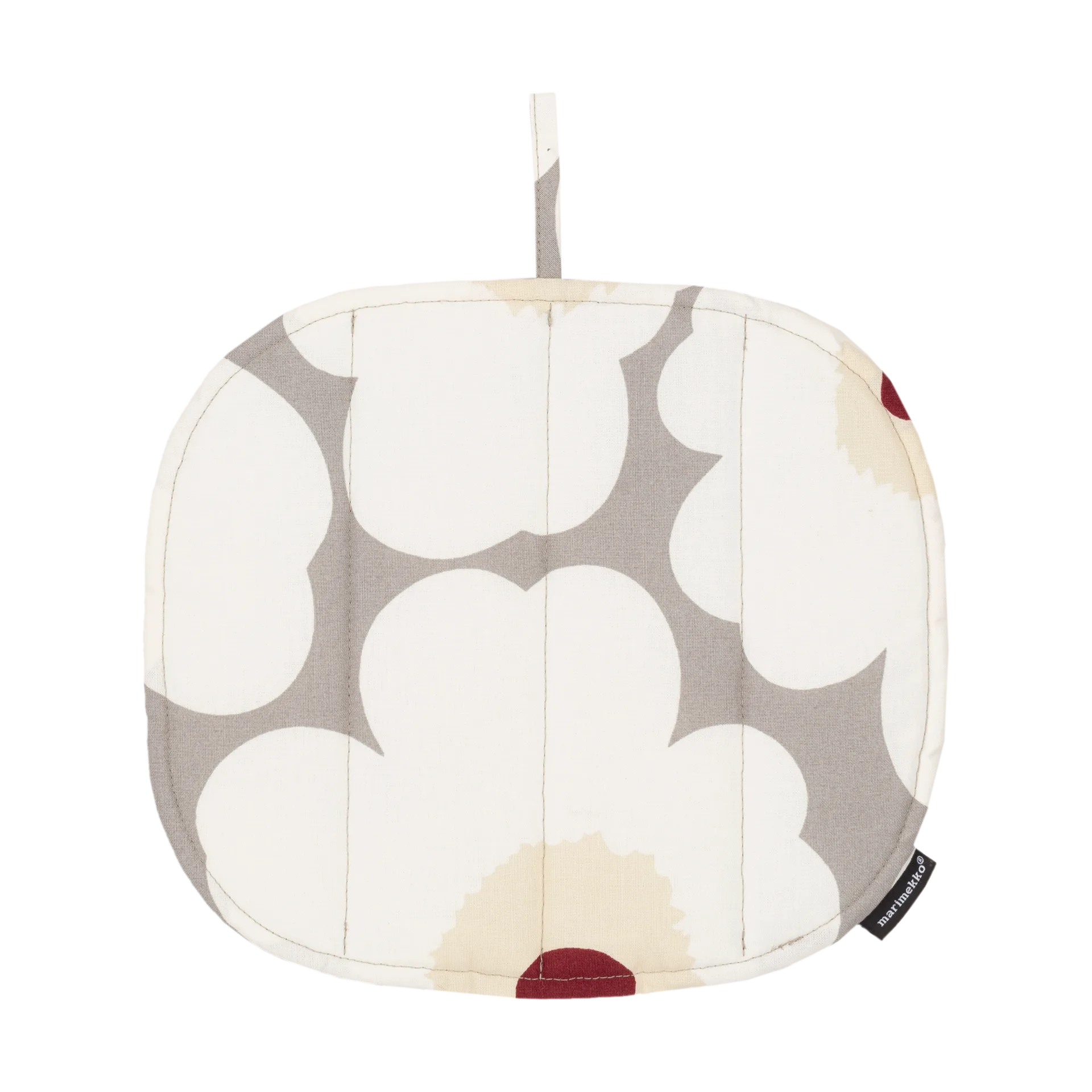 Pieni Unikko grytelapp 22x25 cm, L. grey-white-d. red-yellow Marimekko