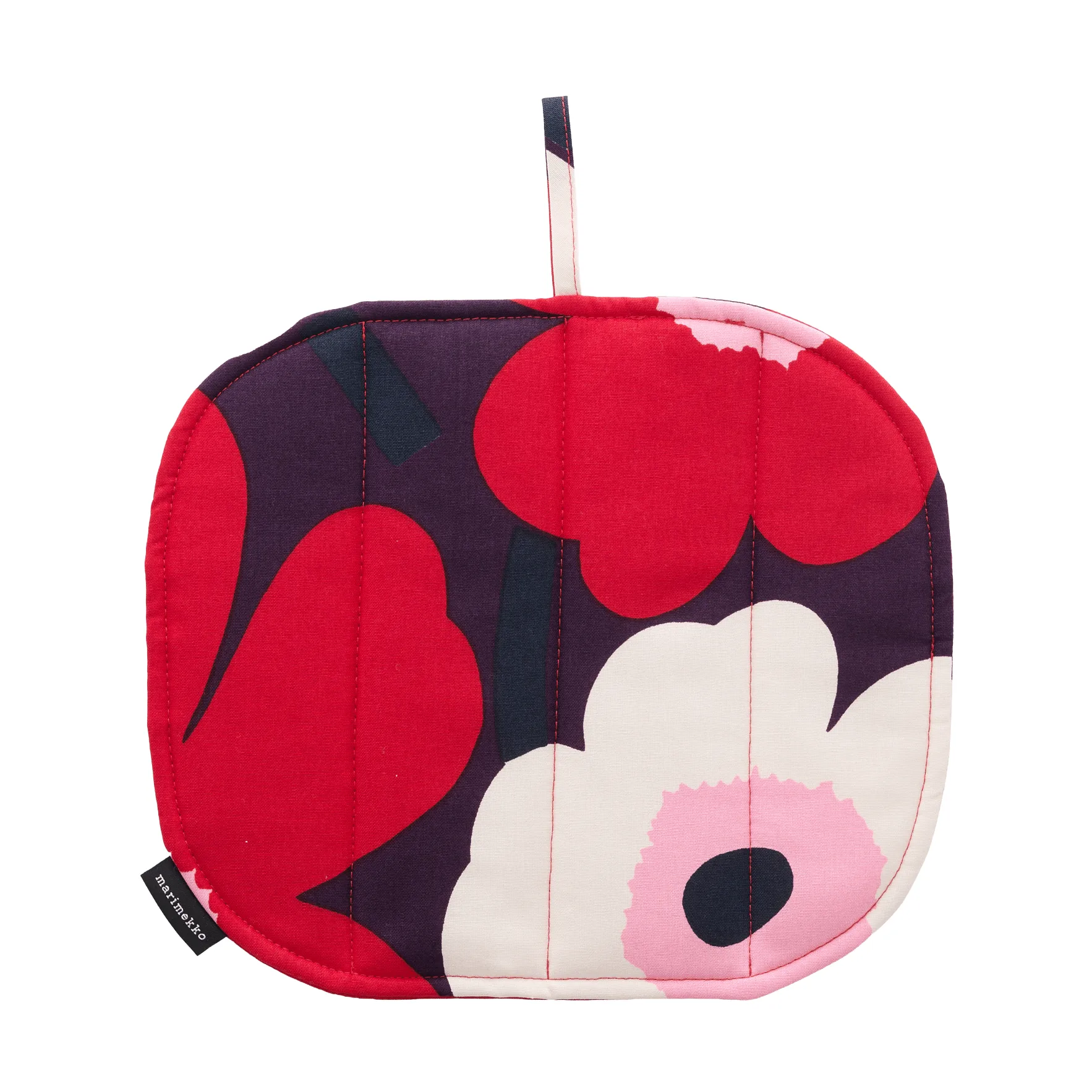 Pieni Unikko grytelapp 22x25 cm, Plum-cranberry-off white-rose Marimekko