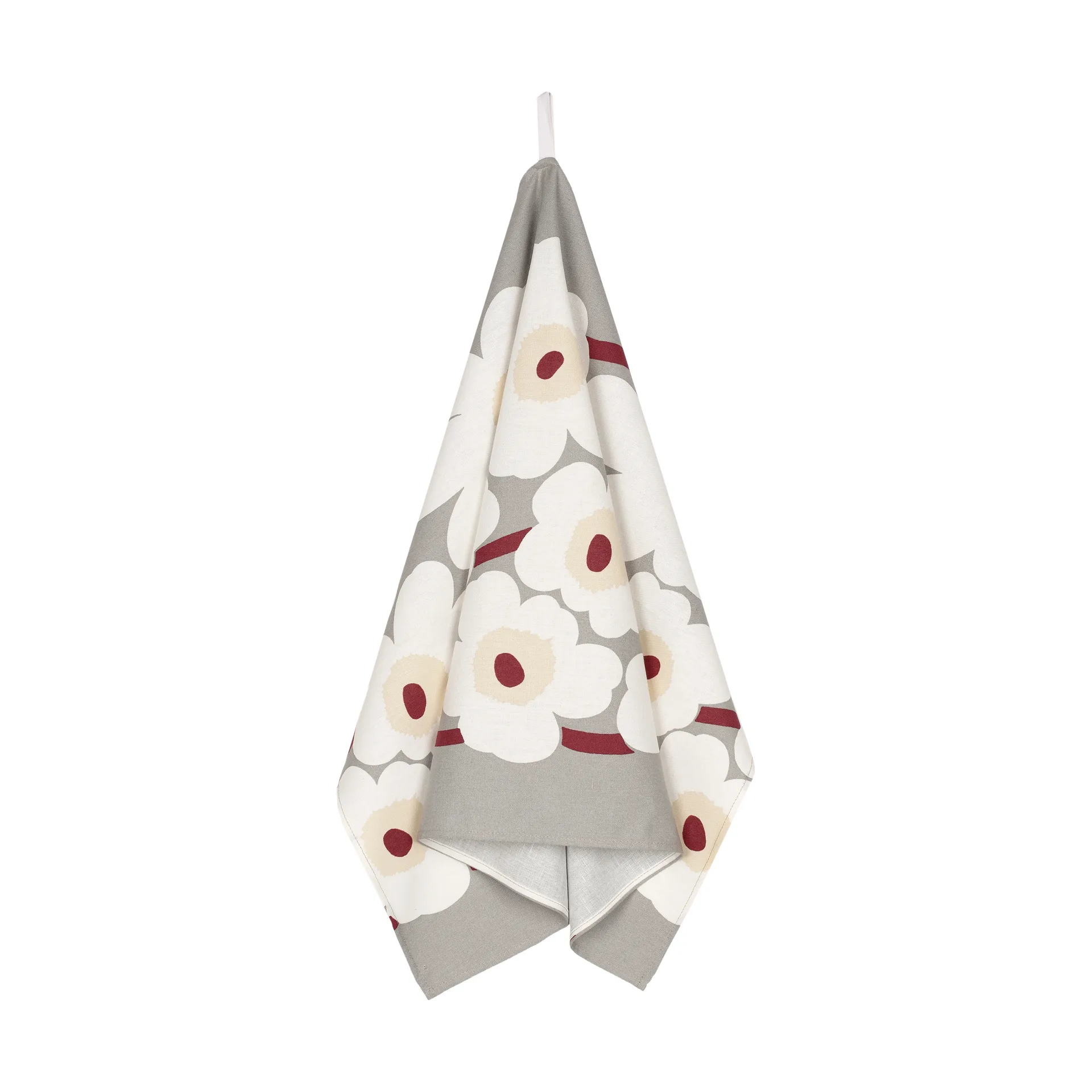 Pieni Unikko kjøkkenhåndkle bomull-lin 43x70 cm, L. grey-white-d. red-yellow Marimekko