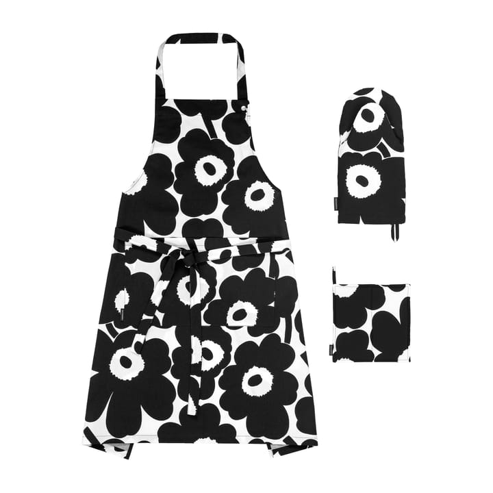 Pieni Unikko kjøkkentekstilsett, Hvit-svart Marimekko