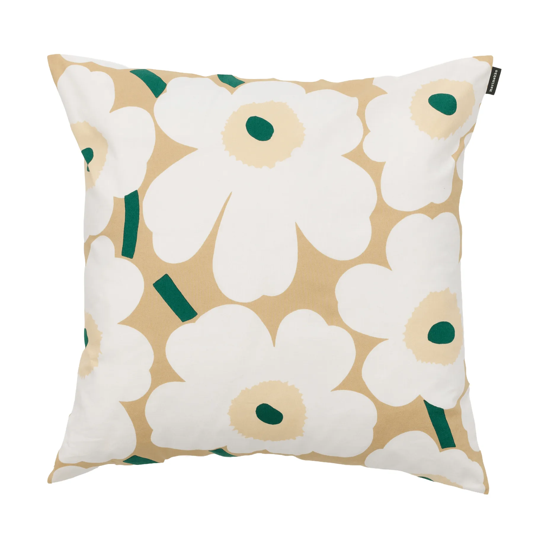 Pieni unikko putetrekk 50x50 cm, Sand-hvit-høy-smaragd Marimekko