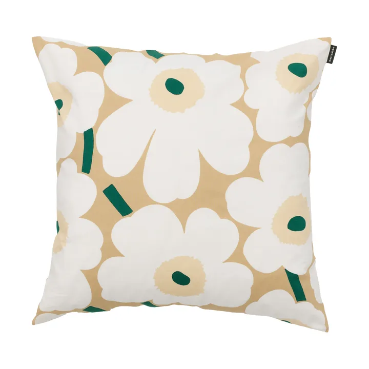 Pieni unikko putetrekk 50x50 cm - Sand-hvit-høy-smaragd - Marimekko
