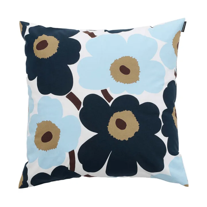 Pieni Unikko putetrekk 50x50 cm - White-blueberry-cold blue-dark brown - Marimekko