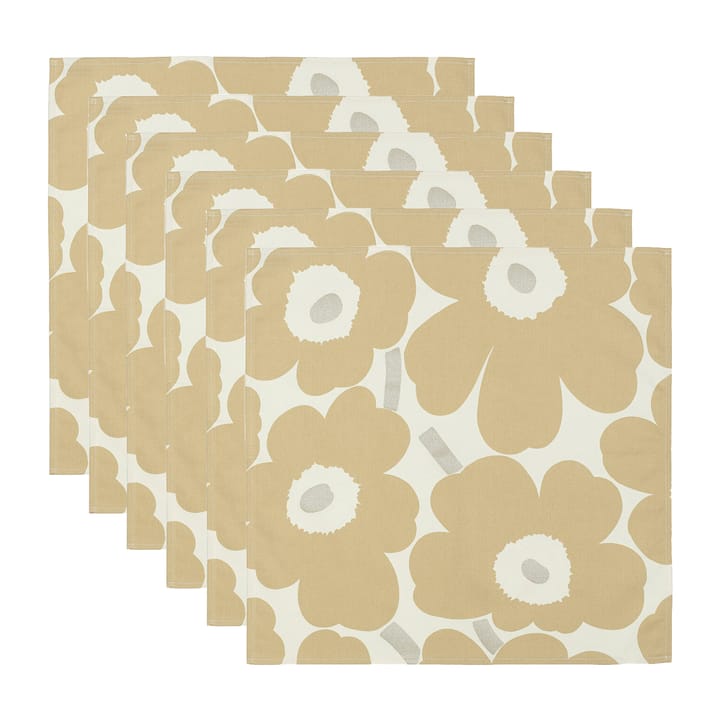 Pieni Unikko serviett 43 x 43 cm 6-pakning, Beige-silver-white Marimekko