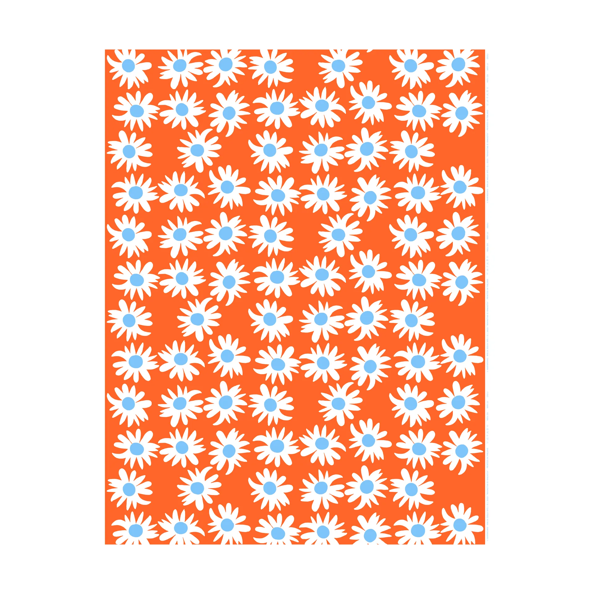 Rakastaa ei rakasta voksduk, Orange-Off-white-light blue Marimekko