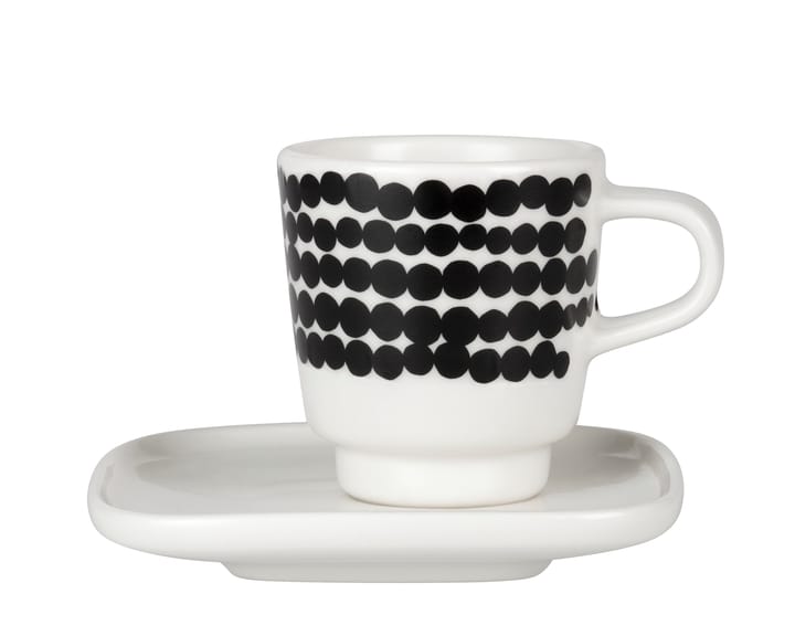 Räsymatto espressokopp, svart-hvit Marimekko