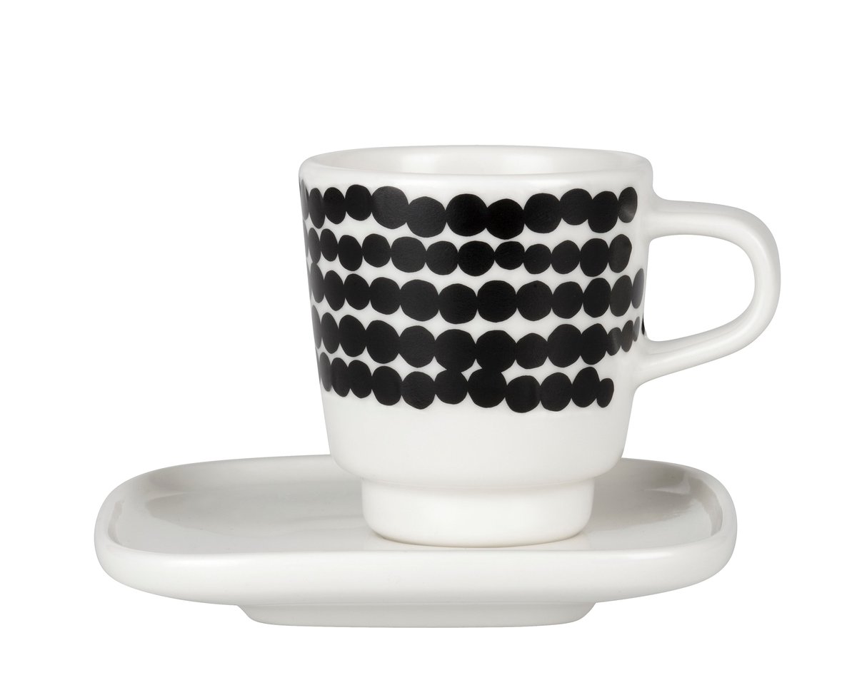 Marimekko Räsymatto espressokopp svart-hvit