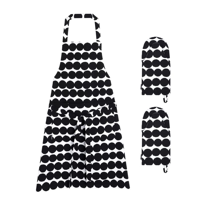 Räsymatto kjøkkentekstilsett, Hvit-svart Marimekko