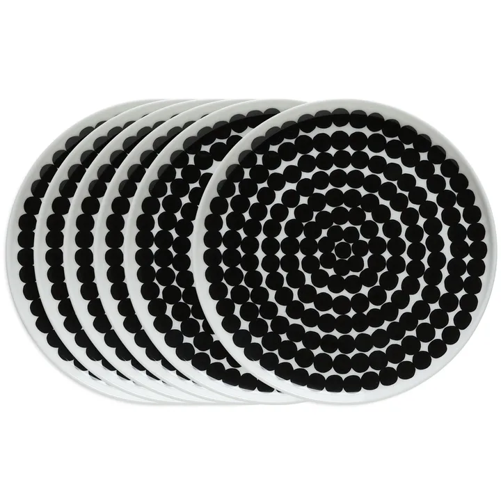 Räsymatto tallerken 20 cm, 6-pk sort-hvit - Marimekko