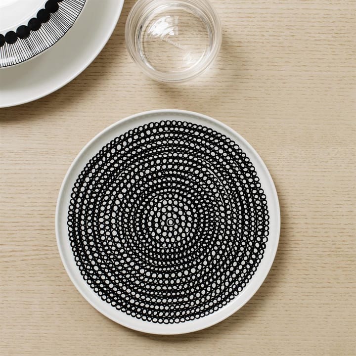 Räsymatto tallerken Ø 20 cm, svart-hvit (små prikker) Marimekko