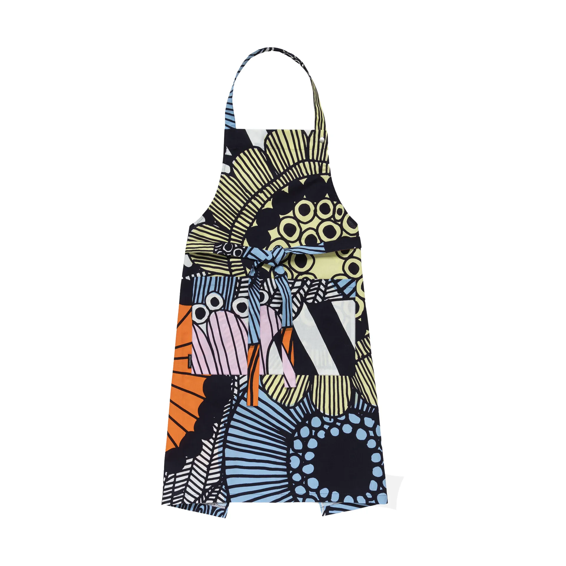 Siirtolapuutarha forkle, White-yellow-orange-light blue Marimekko