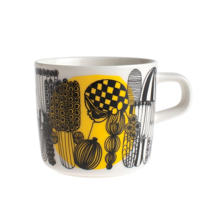 Siirtolapuutarha kaffekopp 20 cl, hvit-svart-gul Marimekko