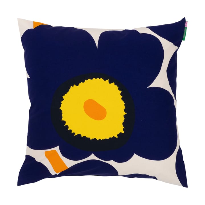 Unikko 60-årsjubileum putetrekk 50x50 cm, Cotton-d. blue-yellow-orange Marimekko