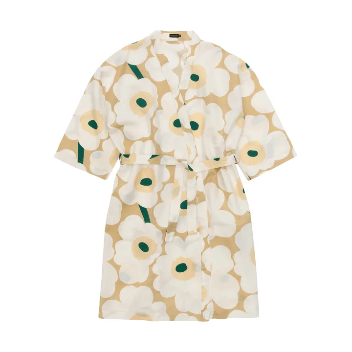 Unikko badekåpe S/M - Sand-off white-hay-emerald - Marimekko