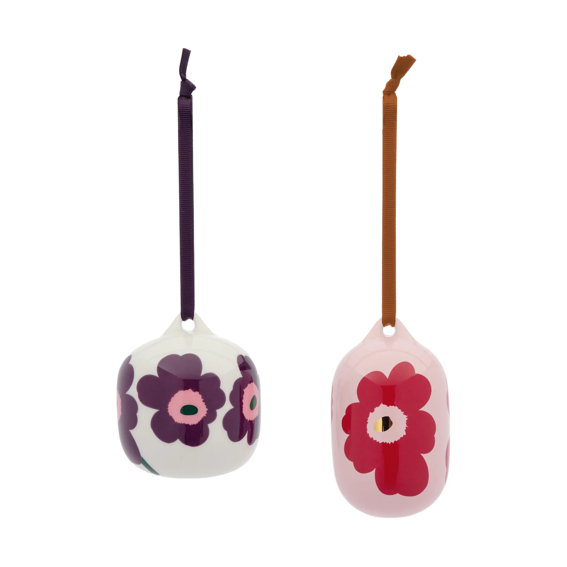 Unikko dekorasjonsanheng, Pink-cranberry-white-plum, 2 deler Marimekko