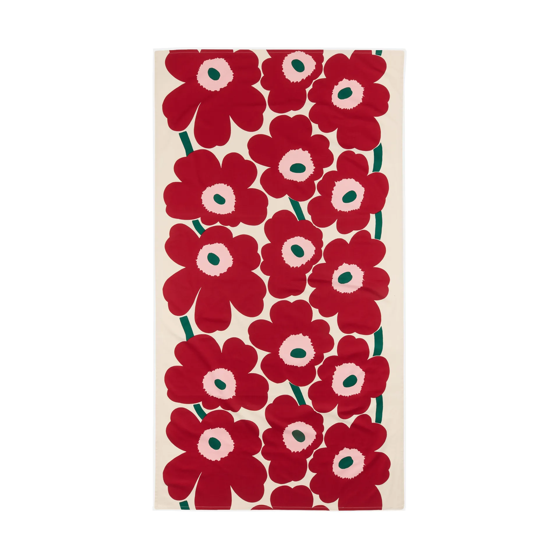 Unikko duk, Off white-cranberry-rose, 135x250 cm Marimekko