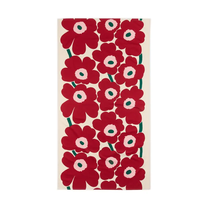Unikko duk - Off white-cranberry-rose, 135x250 cm - Marimekko