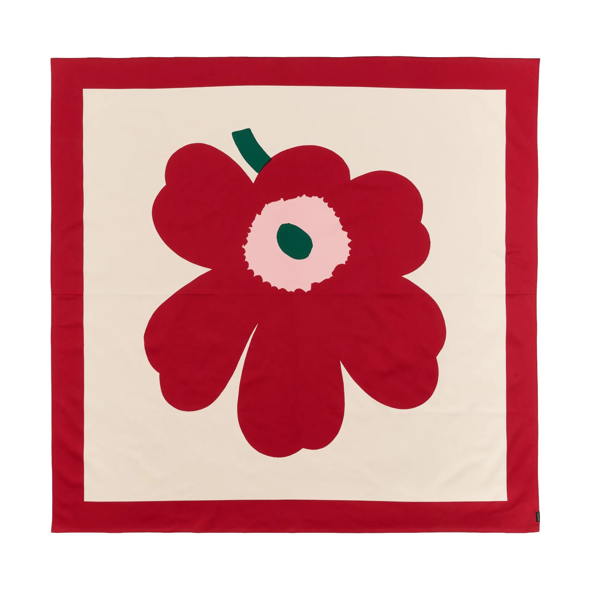Unikko duk, Off white-cranberry-rose, 140x140 cm Marimekko