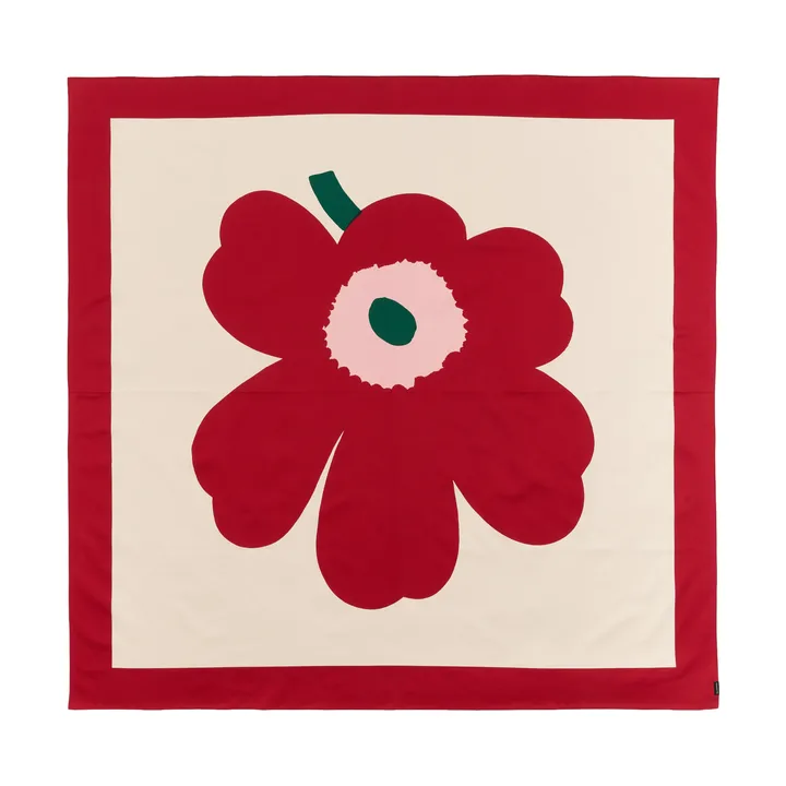 Unikko duk - Off white-cranberry-rose, 140x140 cm - Marimekko