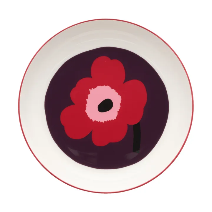 Unikko dyp tallerken Ø20,5 cm - White-plum-cranberry-pink - Marimekko