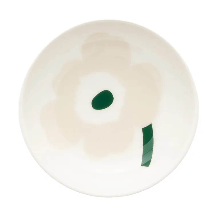 Unikko dyp tallerken, Beige-white-light sand-dark green Marimekko