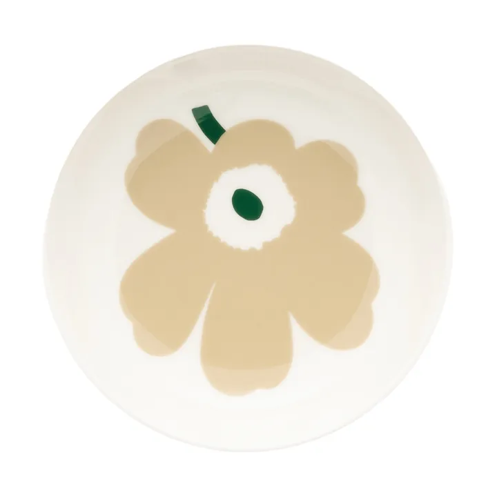 Unikko dyp tallerken - Beige-white-light sand-dark green - Marimekko