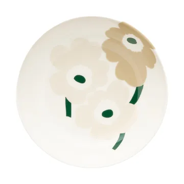 Unikko dyp tallerken - Beige-white-light sand-dark green - Marimekko