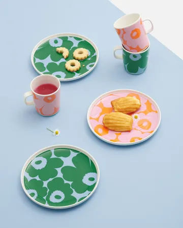 Unikko frokostsett - White-pink-orange, 4 deler - Marimekko
