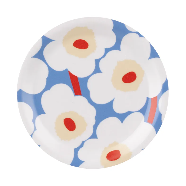 Unikko glassbrikker, Light blue-off white-melon-orange red, Ø11 cm Marimekko