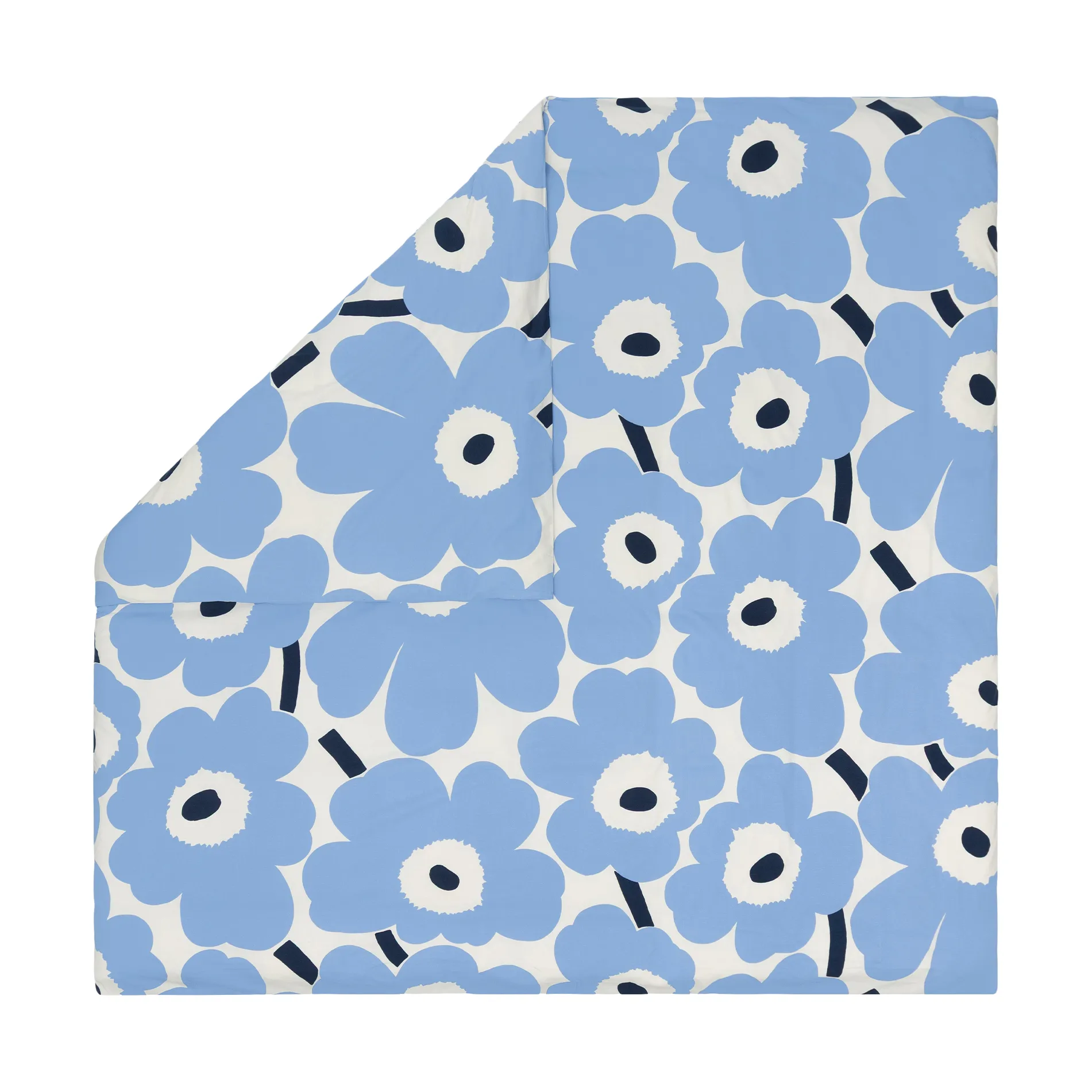 Unikko jersey dynetrekk, Off white, light blue, navy, 240x220 cm Marimekko