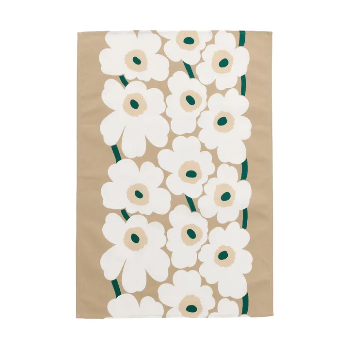 Unikko kjøkkenhåndkle 47 x 70 cm - Sand-hvit-høy-smaragd - Marimekko