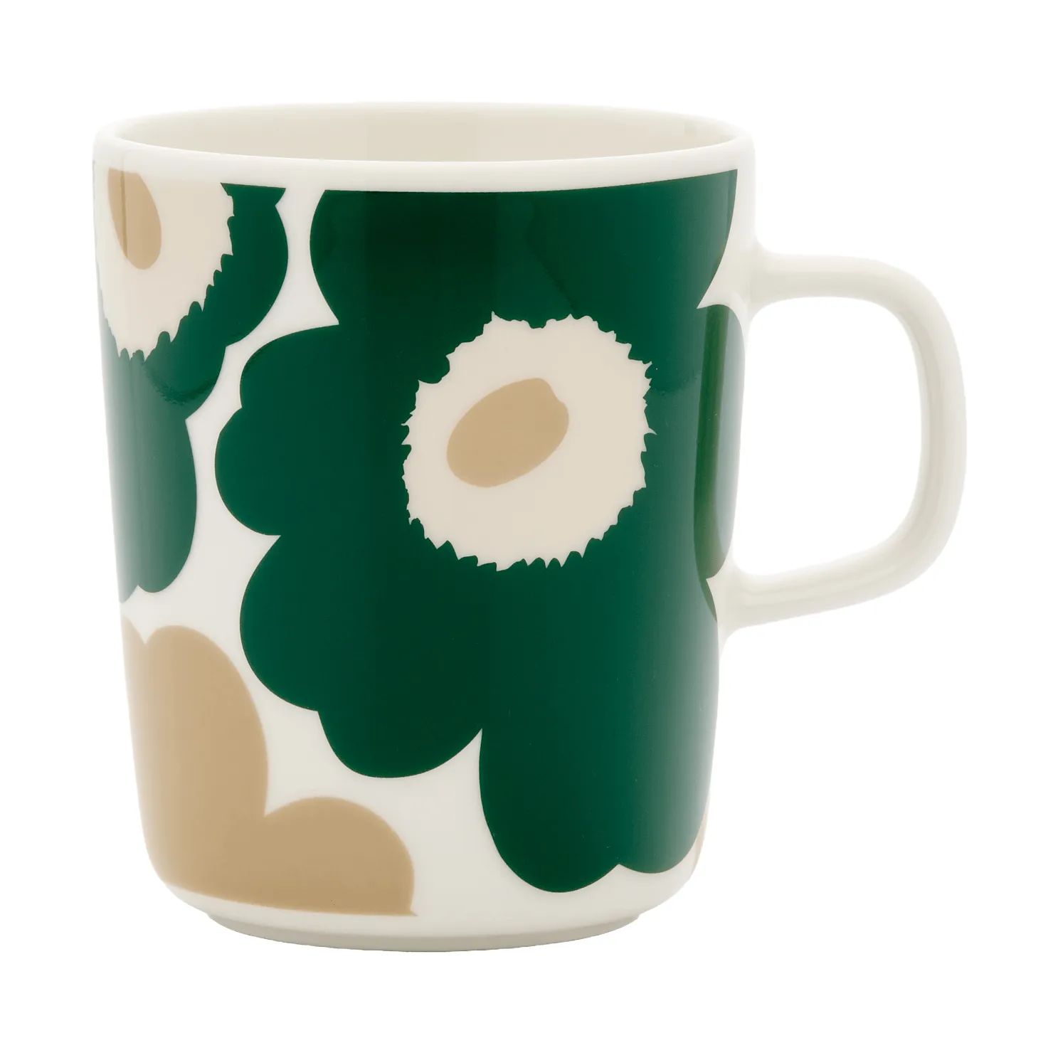 Unikko kopp 25 cl, White-mørkegrønn-beige-lys sand Marimekko