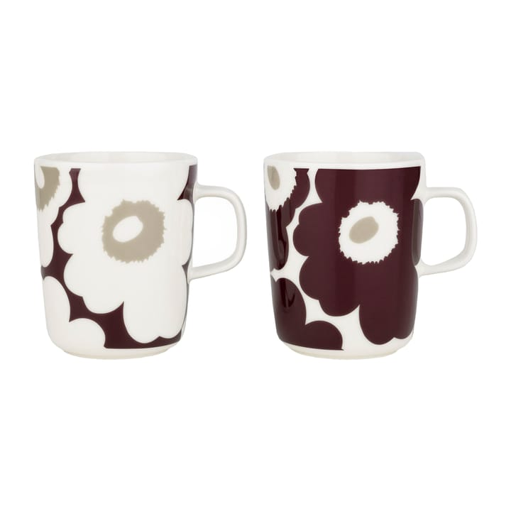 Unikko kopp 2,5 dl 2-pack - Clay-dark wine-white - Marimekko