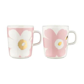 Unikko kopp 2,5 dl 2-pakning - White-Light pink-gold - Marimekko