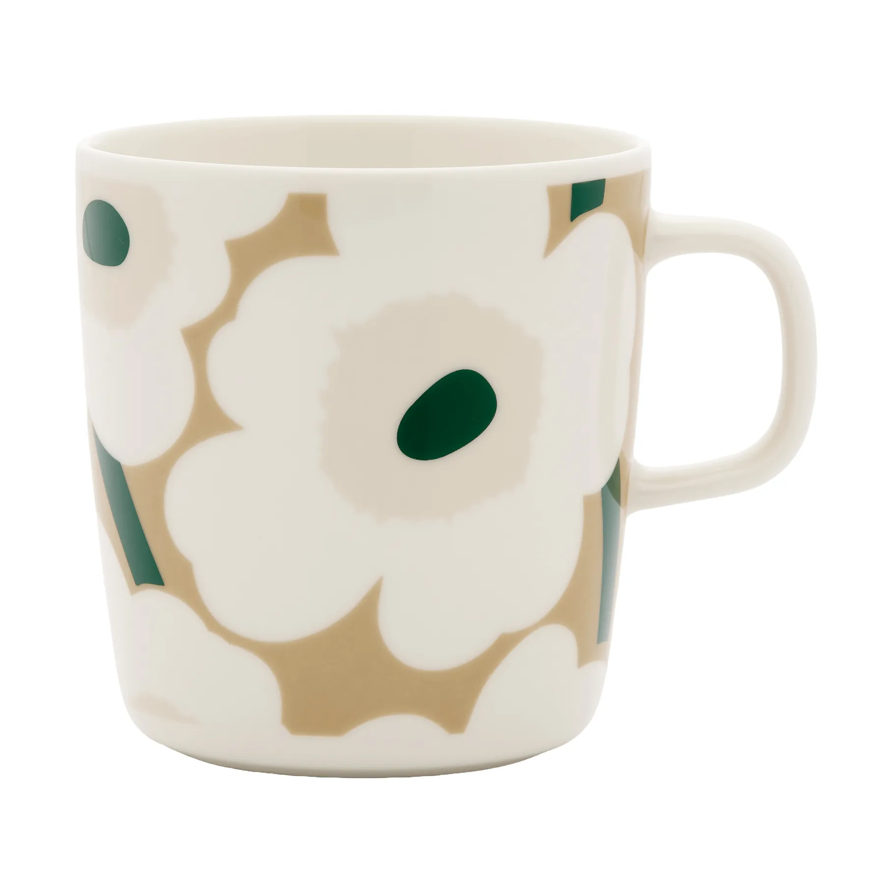 Unikko kopp 40 cl, White-beige-lys sand-mørk grønn Marimekko