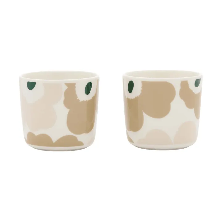 Unikko kopp uten hank 2 deler - White-light sand-beige-dark green, 20 cl - Marimekko