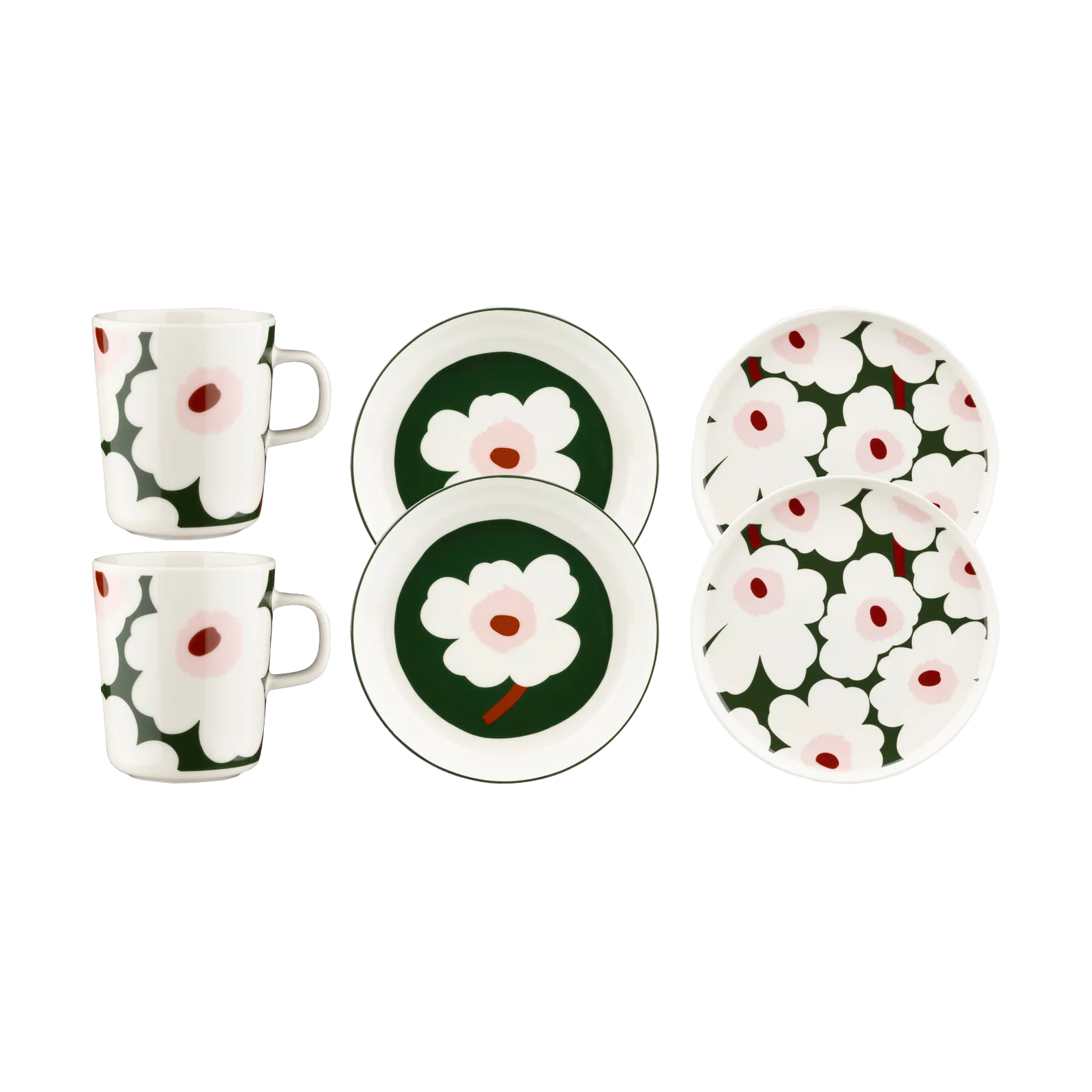 Unikko middagsett 6 deler, Grønn Marimekko