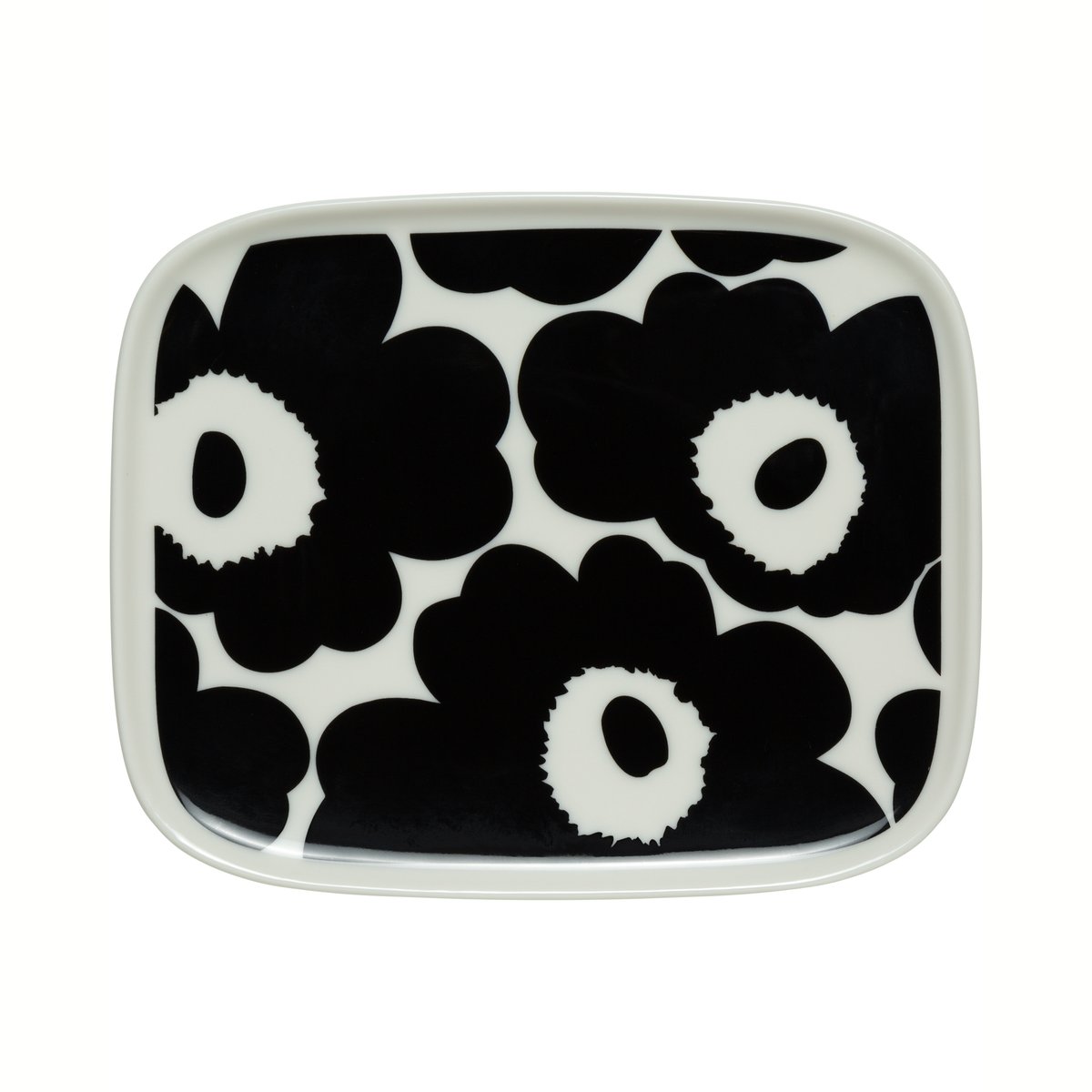 Unikko tallerken 12x15 cm Svart-hvit