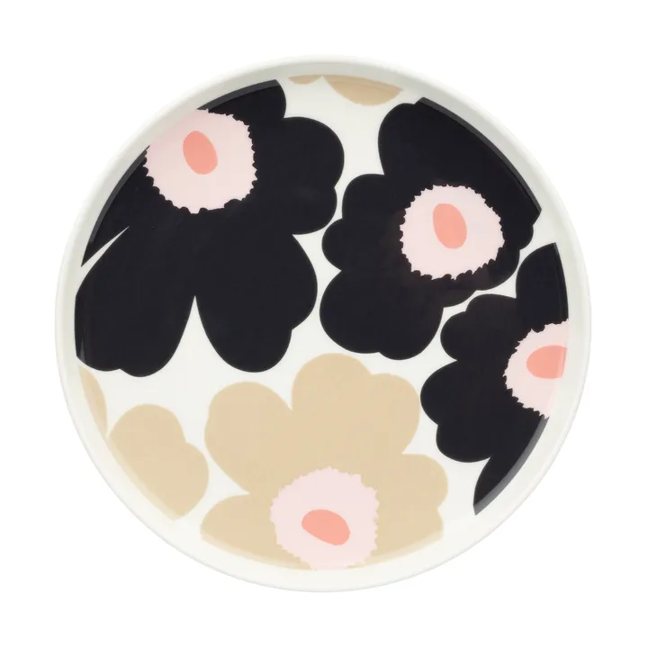 Unikko tallerken Ø 20 cm - Off white-charcoal-sand-pink - Marimekko