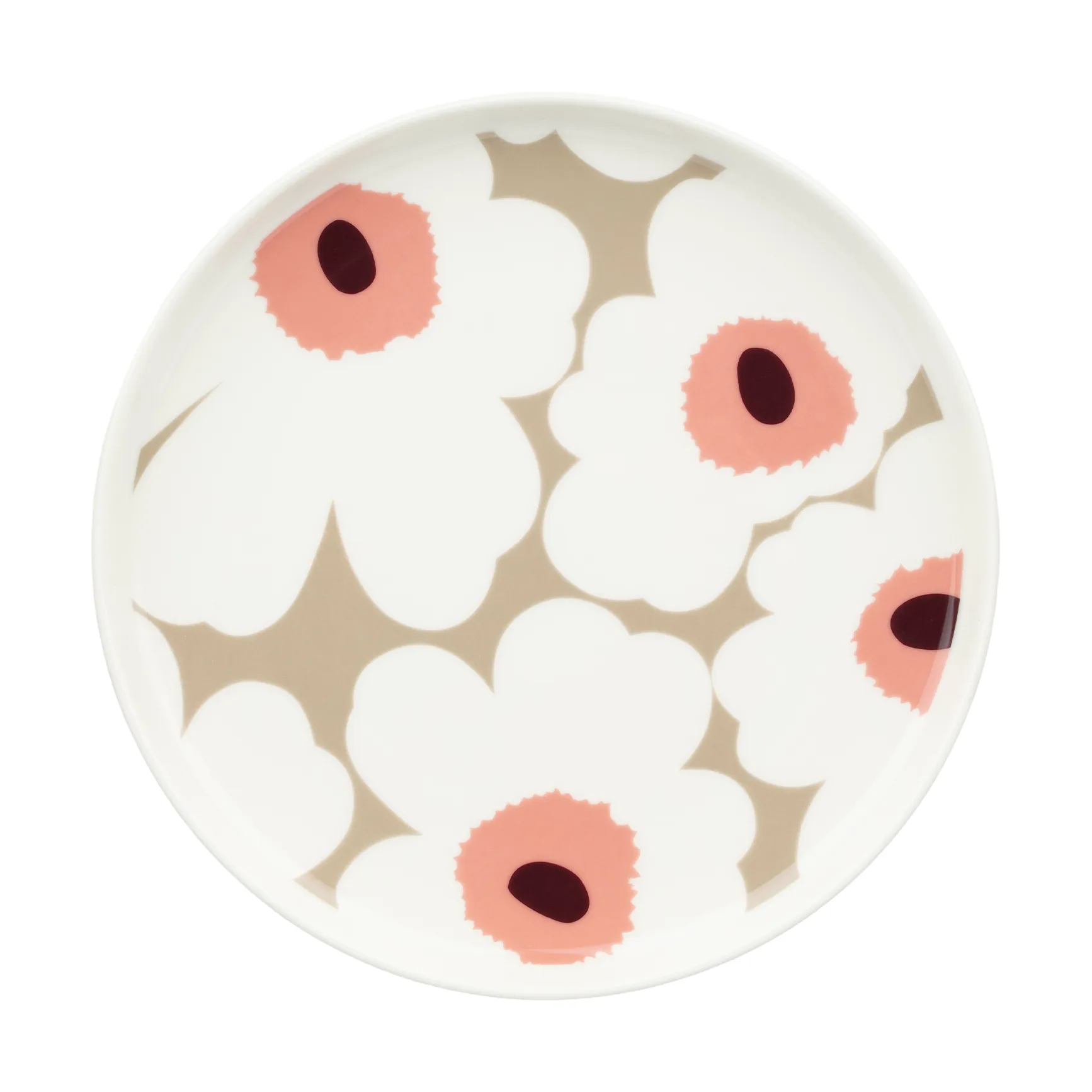 Unikko tallerken Ø 20 cm, White-clay-powder-dark wine Marimekko