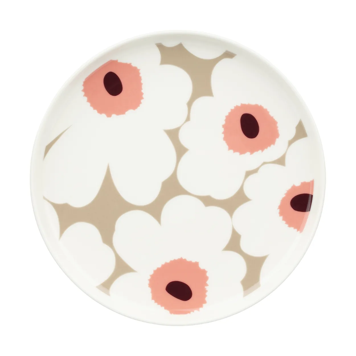 Marimekko Unikko tallerken Ø 20 cm White-clay-powder-dark wine