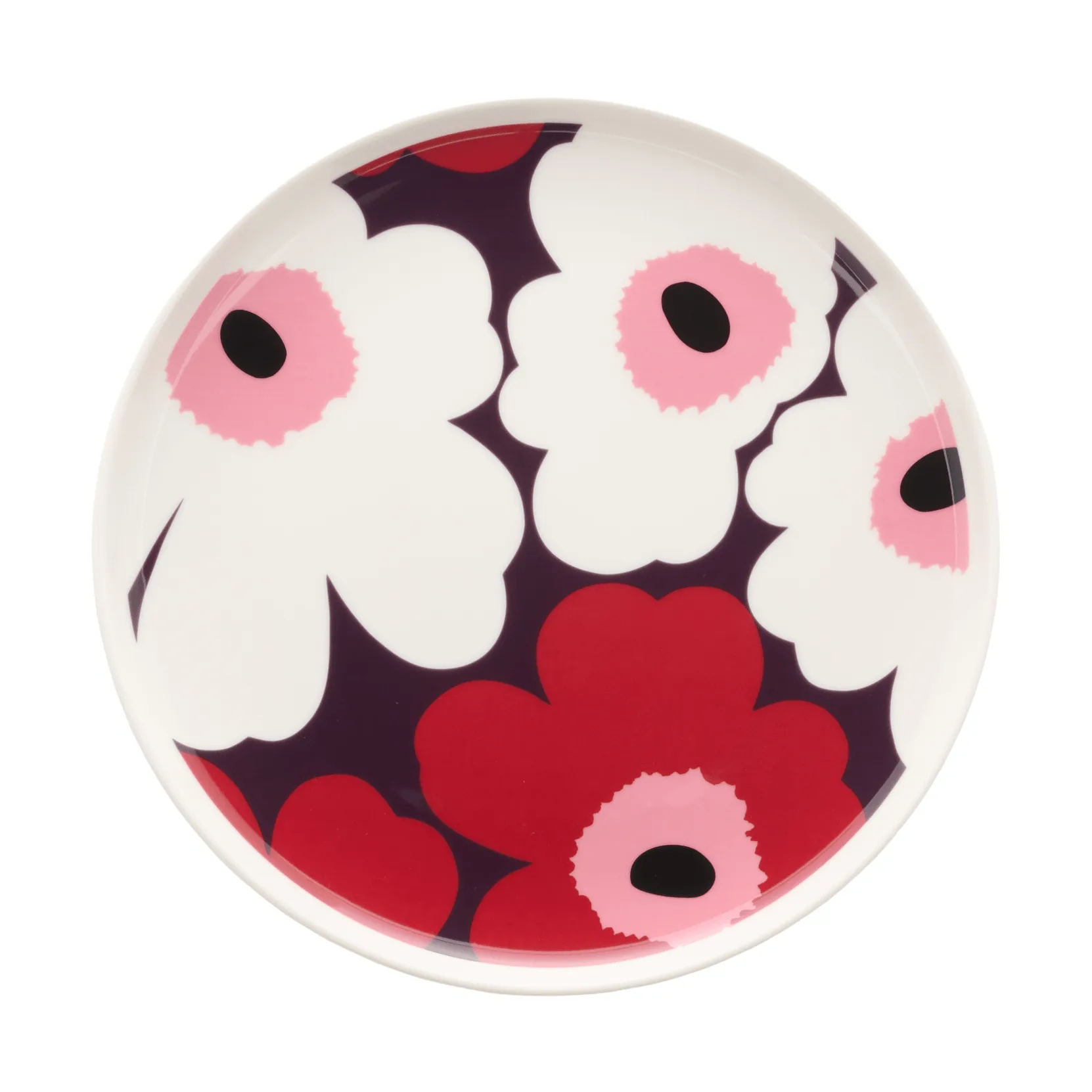Unikko tallerken Ø 20 cm, White-plum-cranberry-pink Marimekko