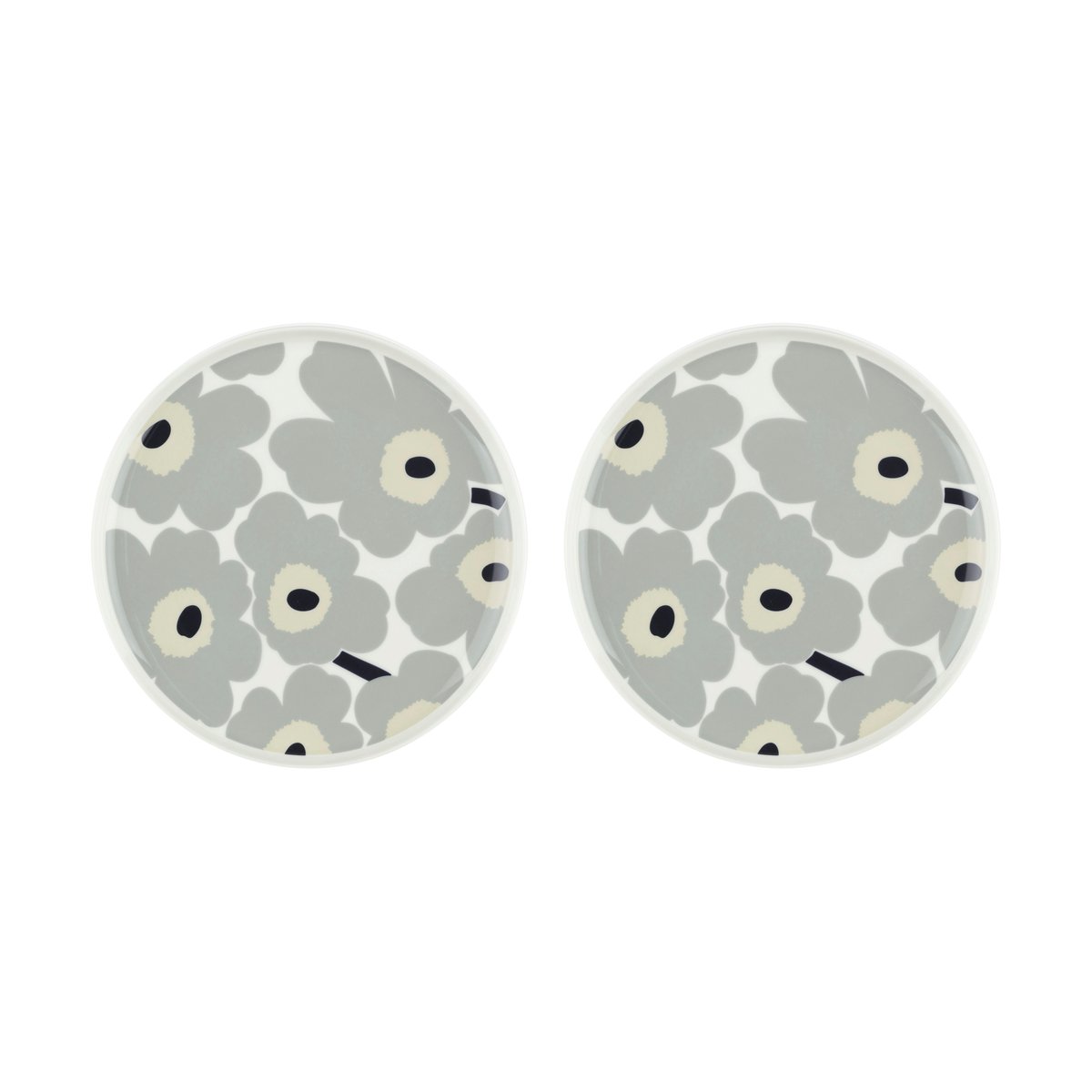 Marimekko Unikko tallerken Ø25 cm 2-pack White-light grey-sand-dark blue