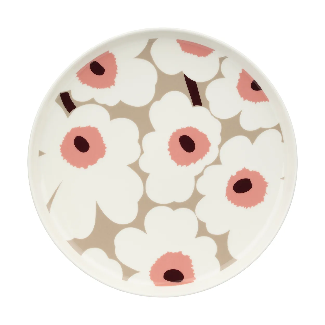 Marimekko Unikko tallerken Ø 25 White-clay-powder-dark wine