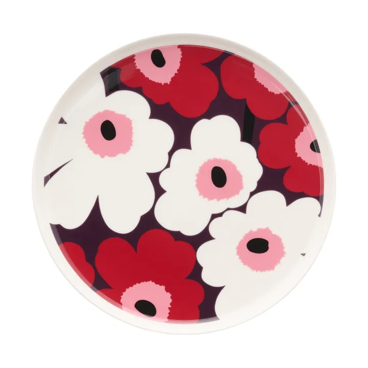 Unikko tallerken Ø 25 - White-plum-cranberry-pink - Marimekko