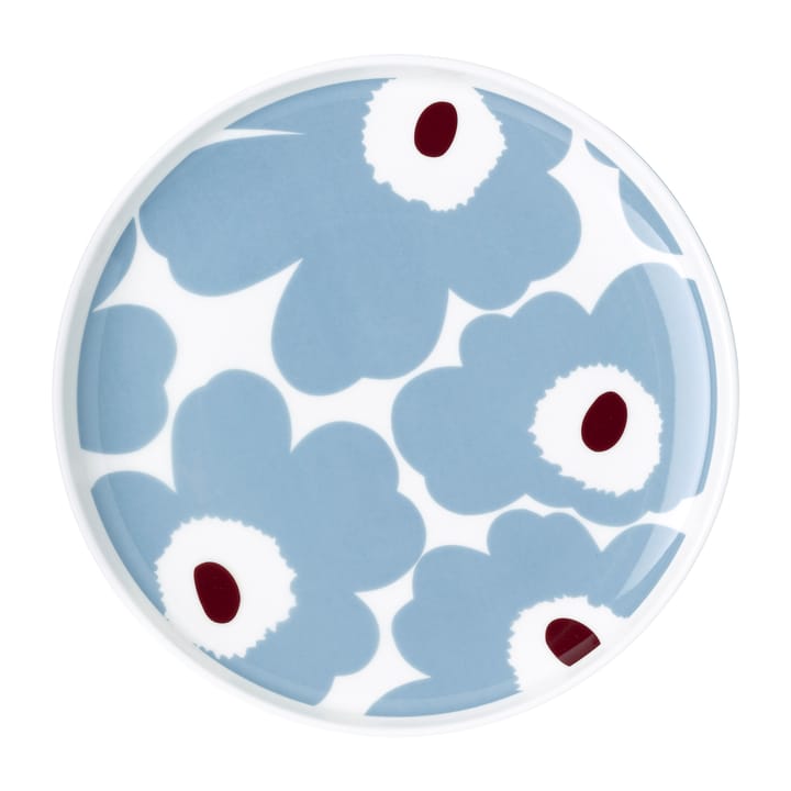 Unikko tallerken hvit-blågrå-vinrød, Ø 20 cm Marimekko