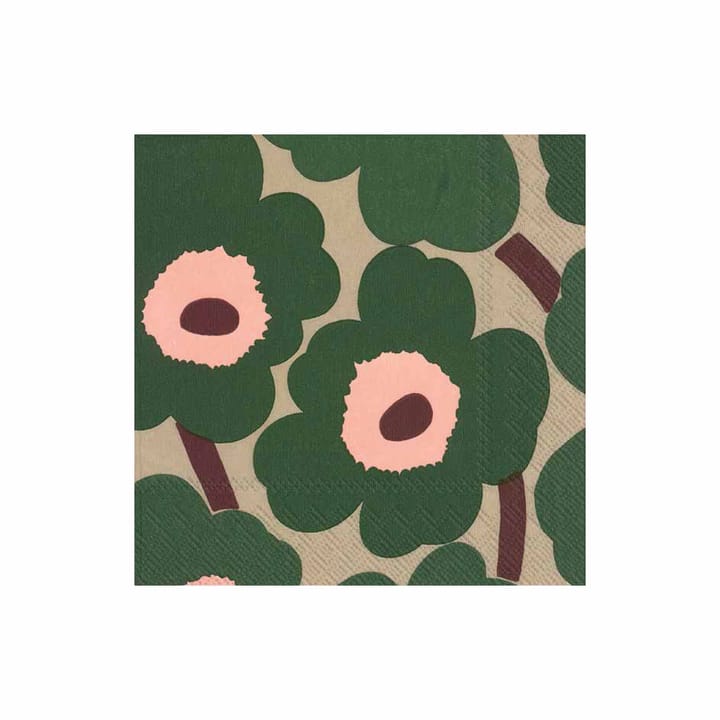 Unniko serviett 33x33 cm 20-pakning, Grønn-rosa Marimekko